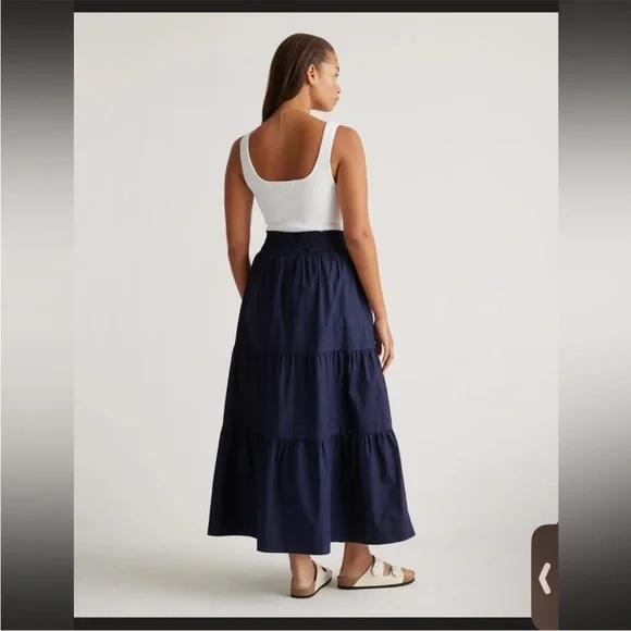 Quince Classic Cotton Navy Poplin Maxi Skirt size medium EUC - Picture 6 of 13